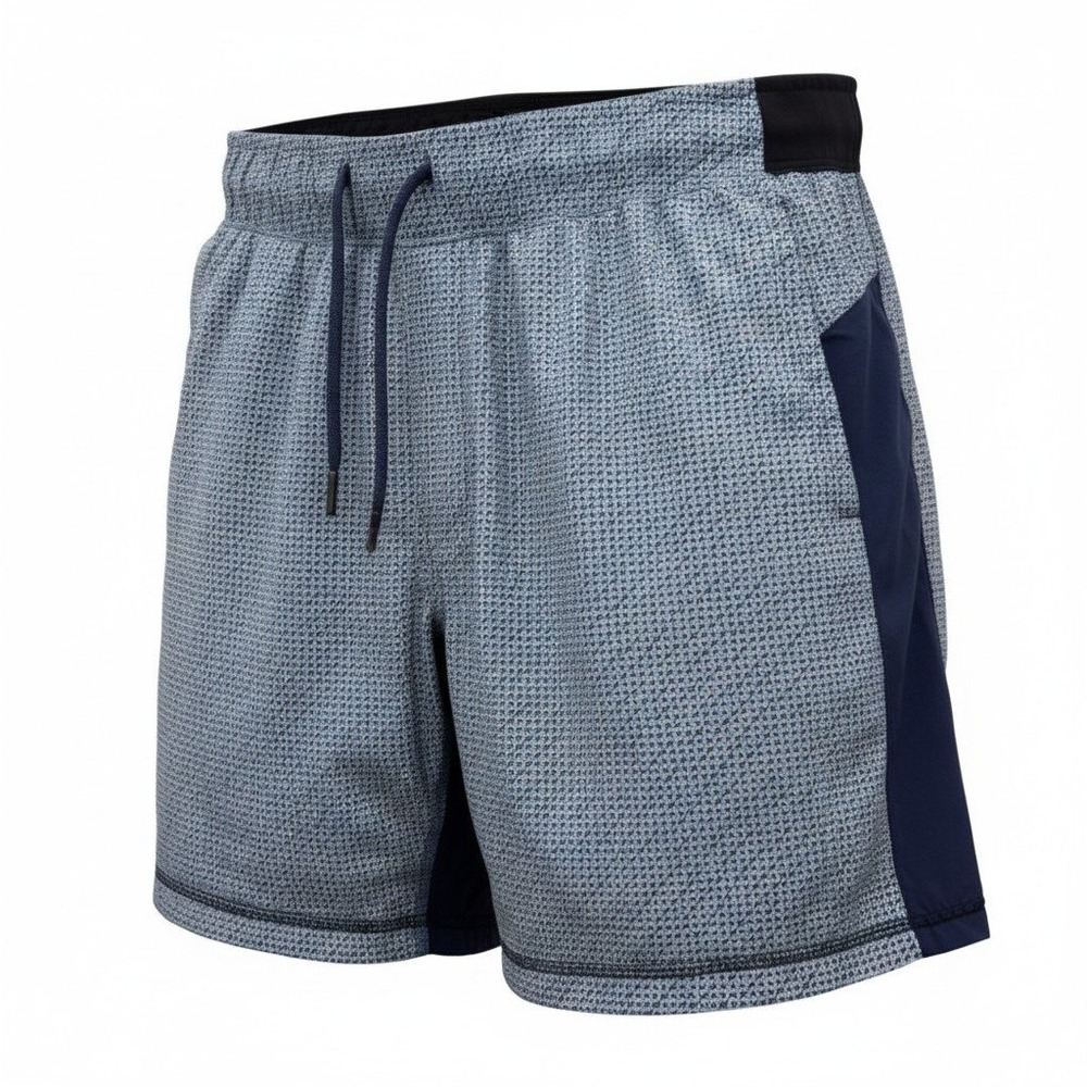 Lululemon Pace‎ Breaker Shorts Mens L Blue Geometric Wave 7.5" Inseam Navy